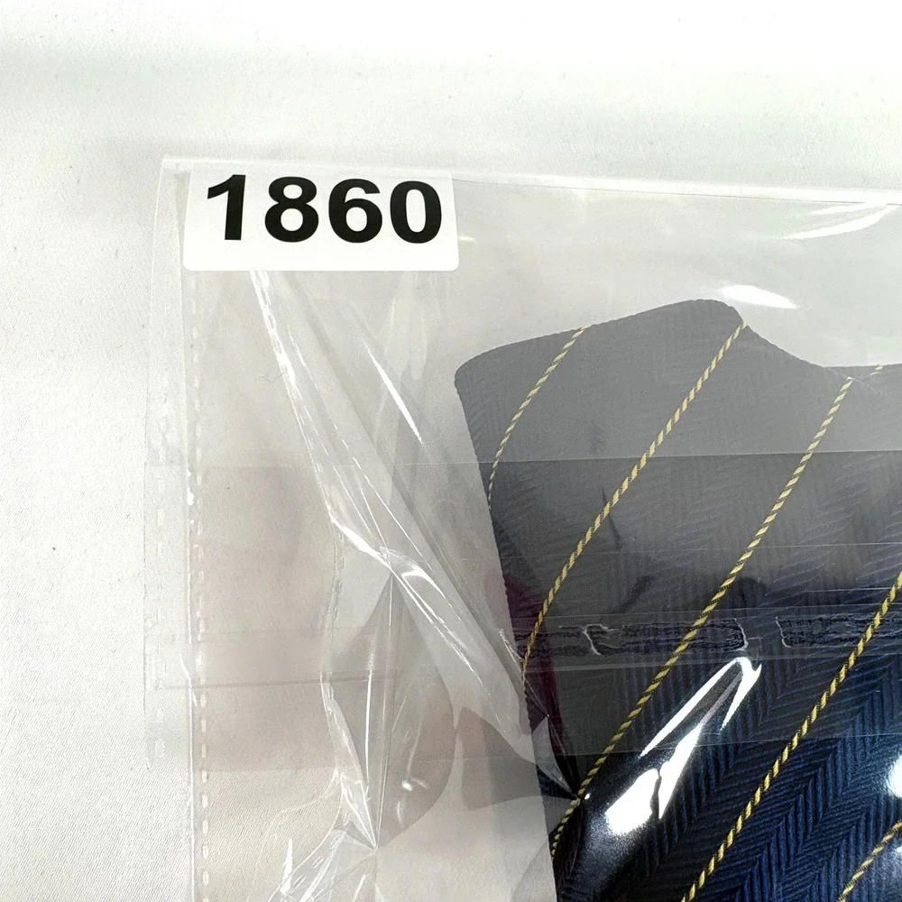 Brooks Brothers Makers Tie Navy Blue Gold Silk Textured Herringbone Stripe USA
